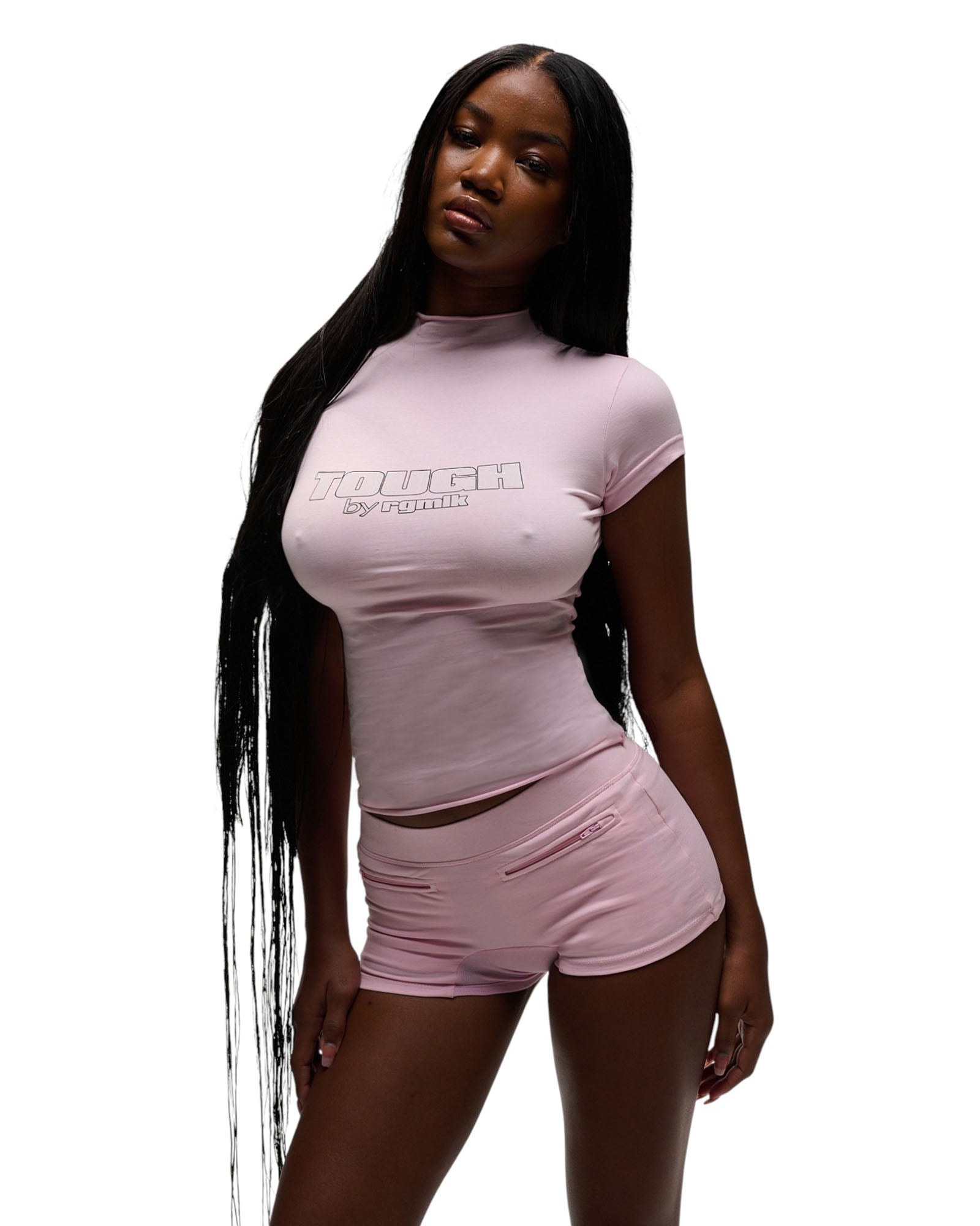 PINK DOUBLE ZIPPER SHORT