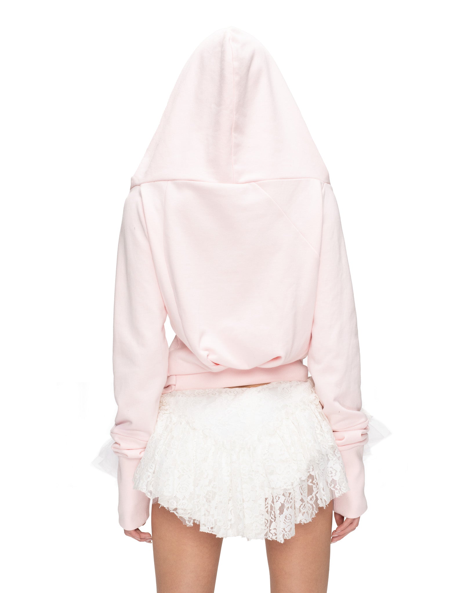 LIGHT PINK WIDE HOODED ZIP UP