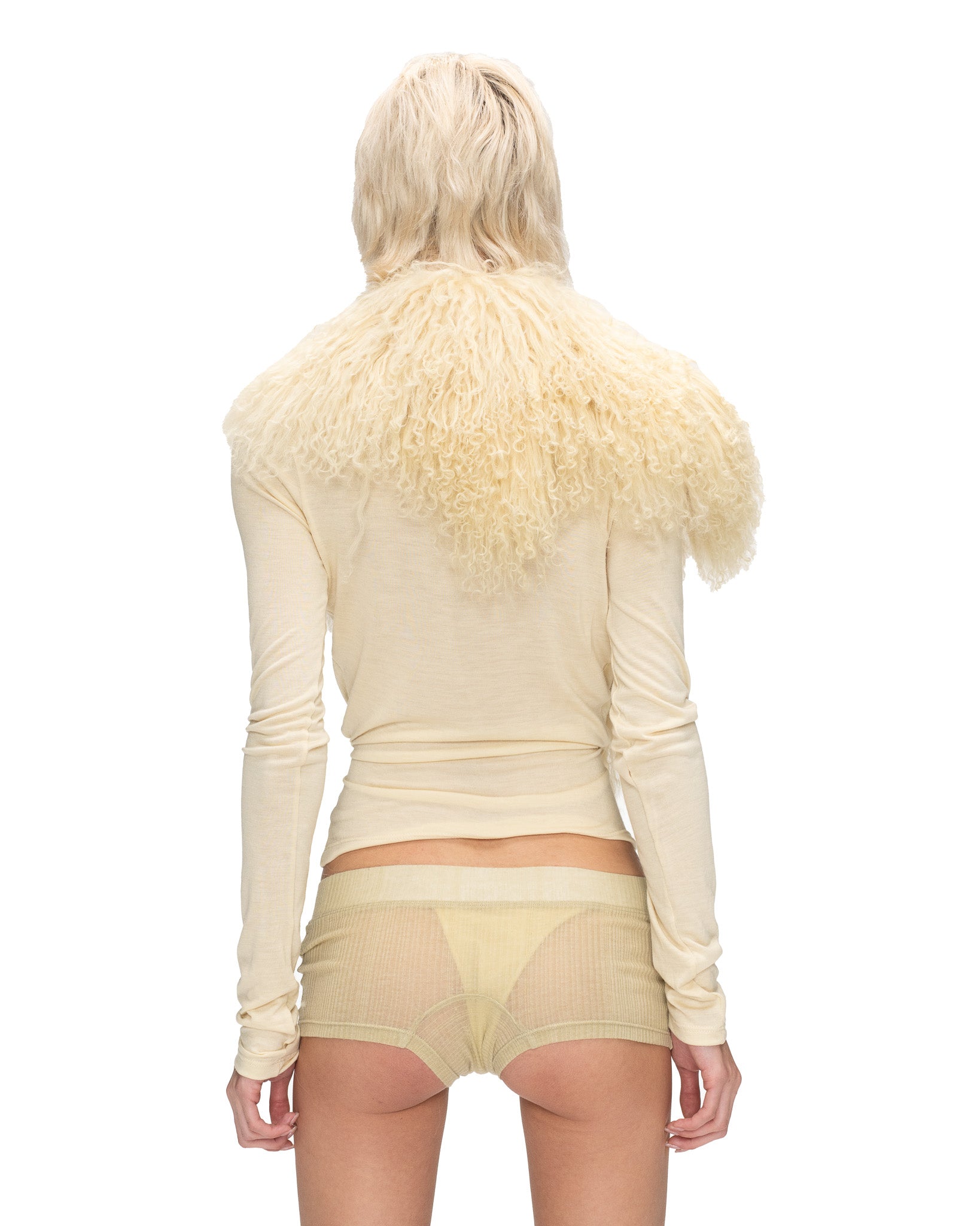 IVORY FUR LONG SLEEVE TOP