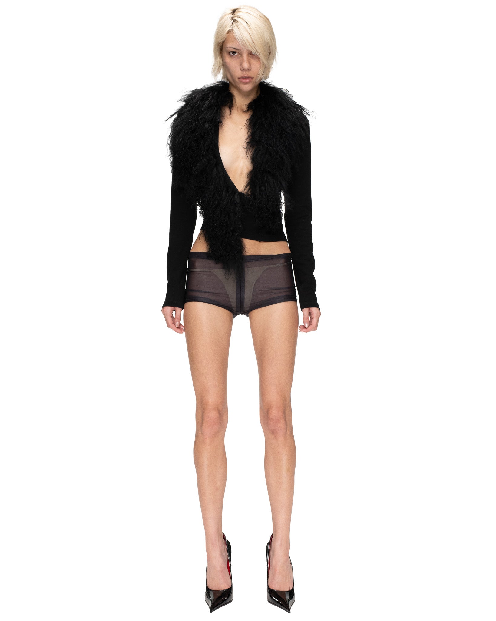 UPCYCLED HOSEIRY SHORTS - BLACK