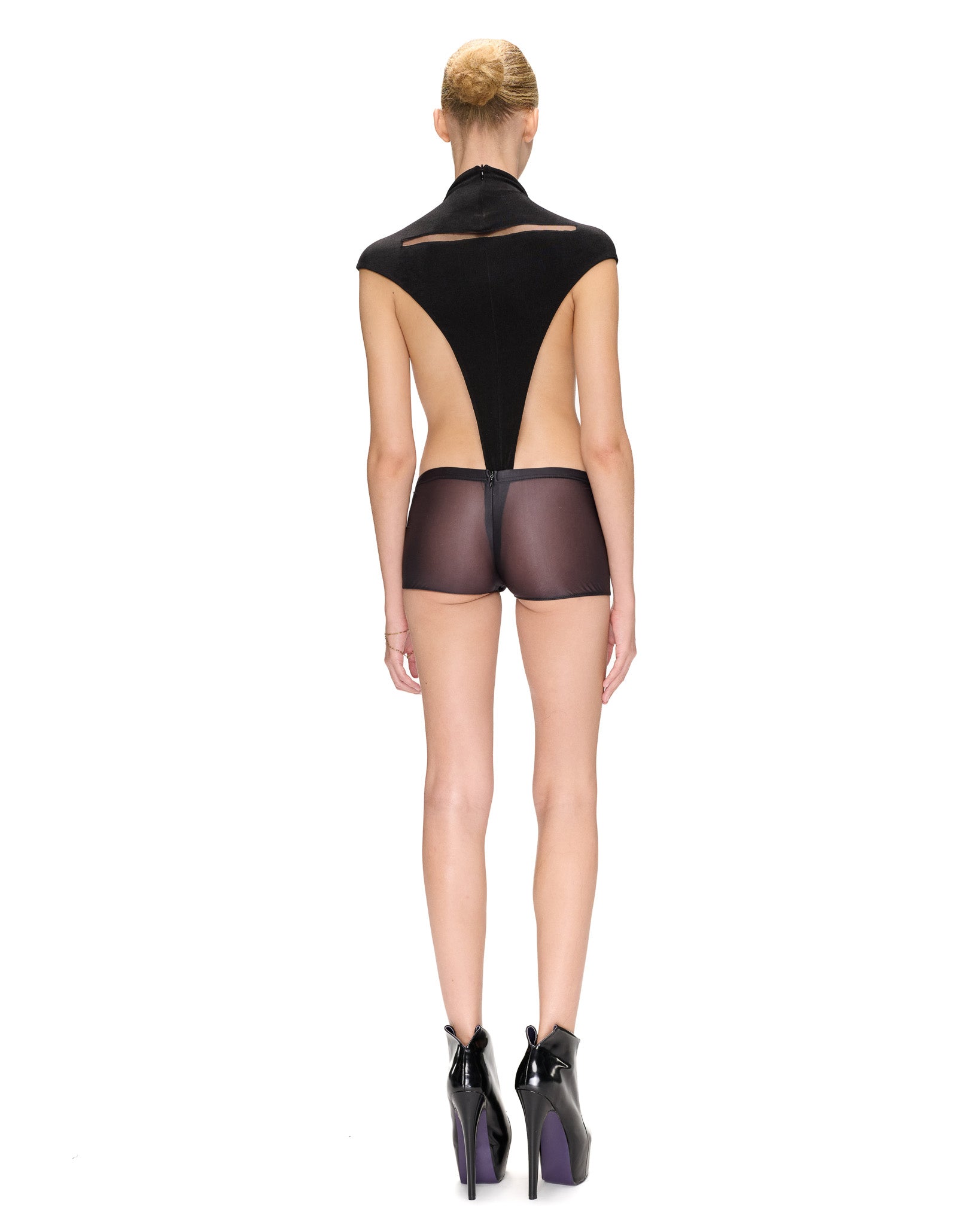 UPCYCLED HOSEIRY SHORTS - BLACK