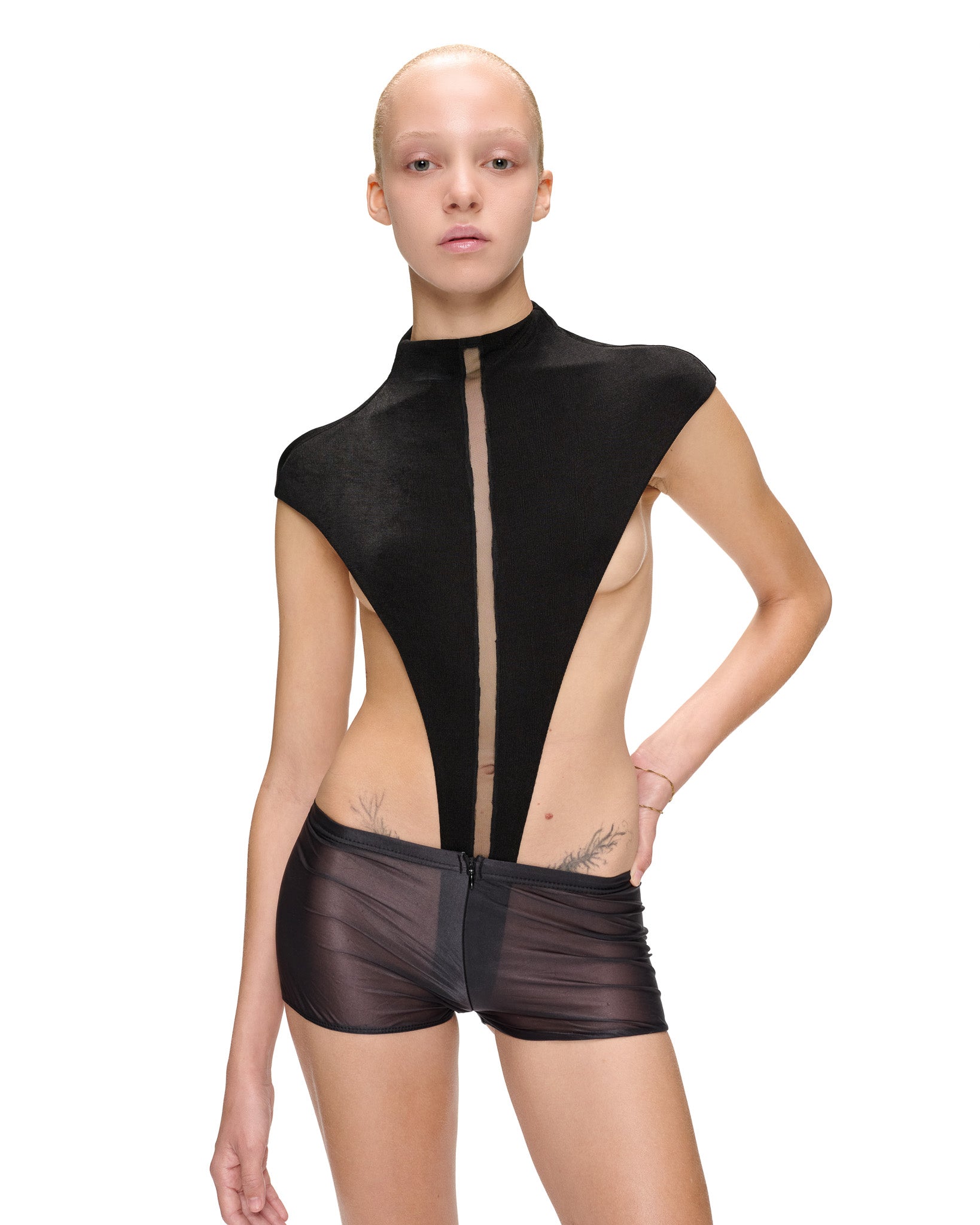 UPCYCLED HOSEIRY SHORTS - BLACK