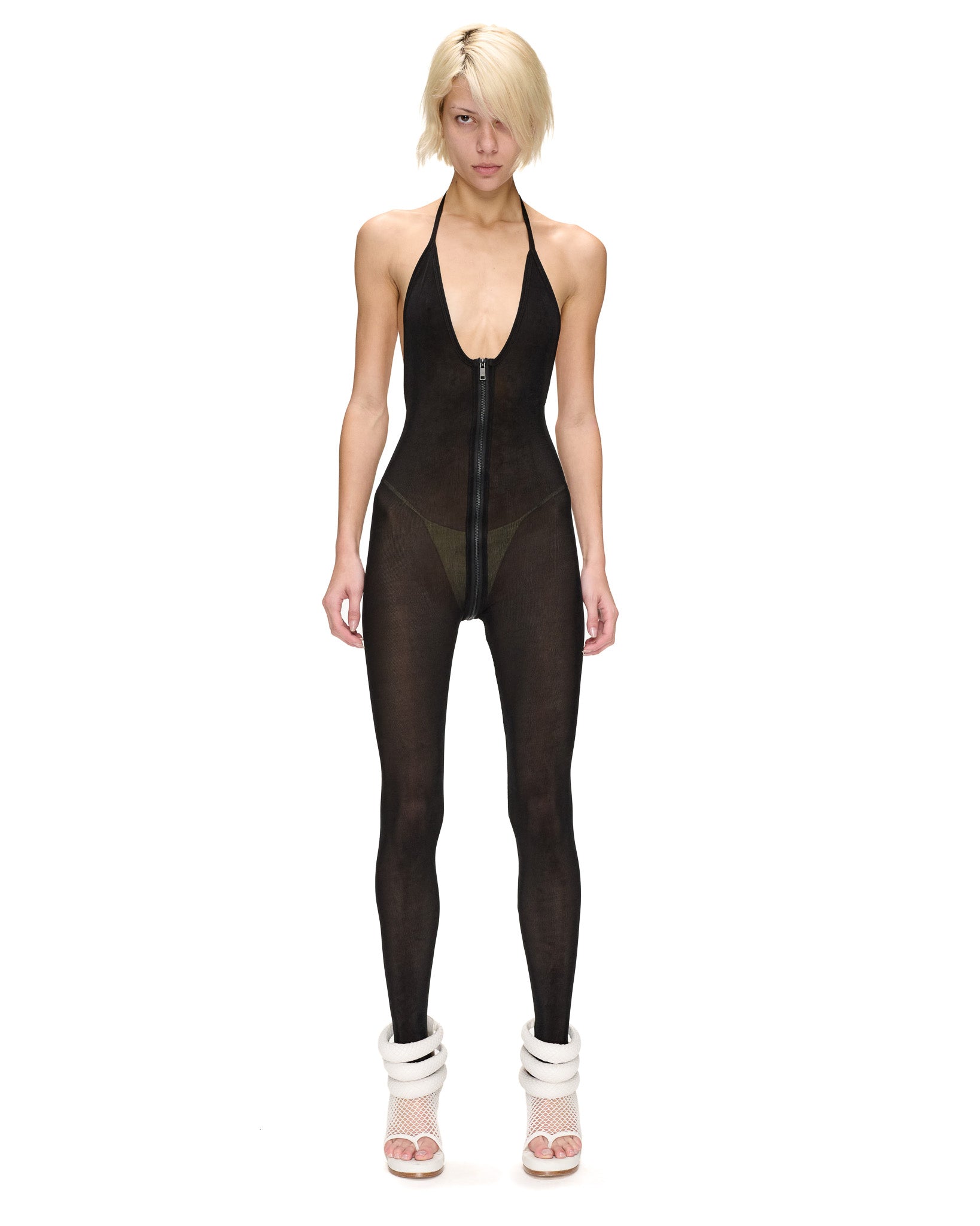PLAYSUIT WITH CROTCH ZIP - BLACK