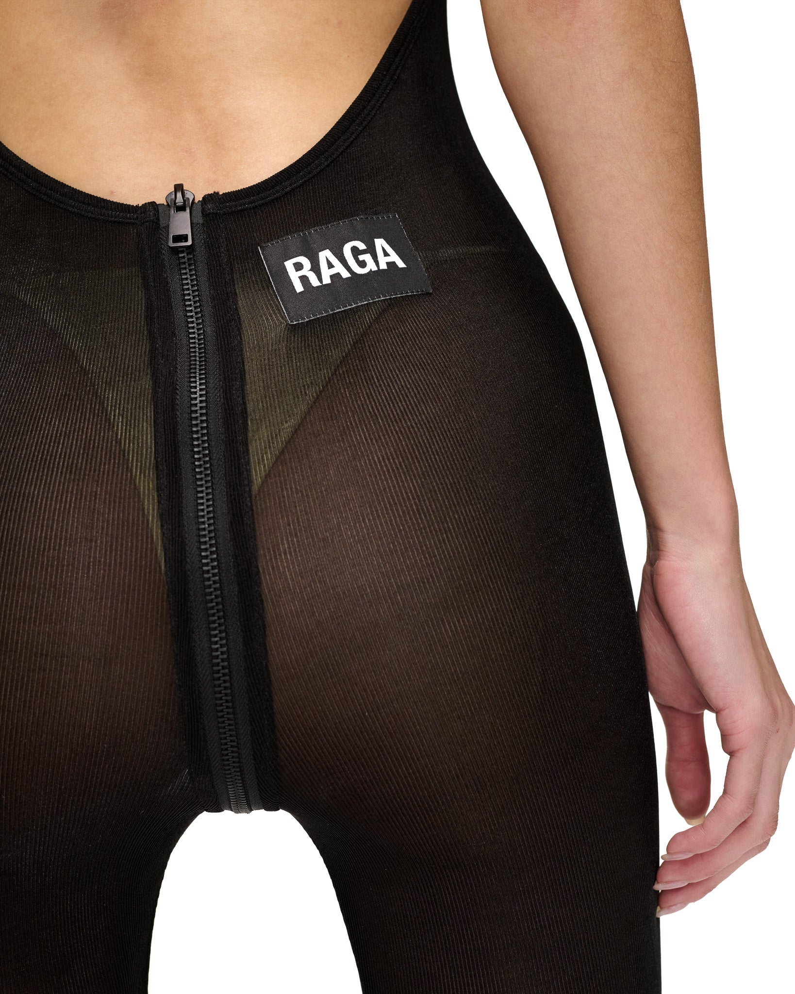 PLAYSUIT WITH CROTCH ZIP - BLACK