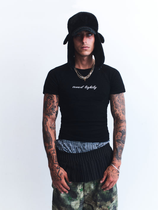 3. TREAD LIGHTLY BLACK TEE
