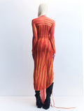 J . TRIPOLI ORANGE PRINT MESH DRESS