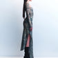 CCC. TRIPOLI DENIM PRINT MESH DRESS