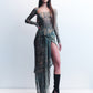 CCC. TRIPOLI DENIM PRINT MESH DRESS