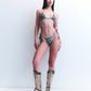 CC . DENIM PRINT ZYZZ BIKINI TOP