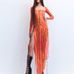 J . TRIPOLI ORANGE PRINT MESH DRESS